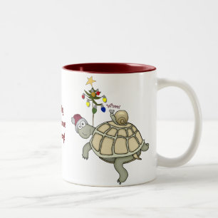 Kerstmis met schildpad en slak tweekleurige koffiemok