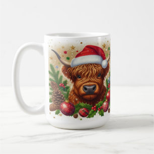 Kerstmis met Schotse Hooglander met Kerstmanhoed Koffiemok