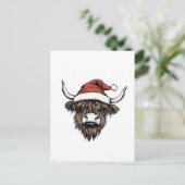 Kerstmis met Schotse Hooglanders Xmas Kerstman Wol Uitnodiging Briefkaart (Staand voorkant)