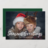 Kerstmis met scripts | Groen met foto Feestdagenkaart (Voorkant / Achterkant)