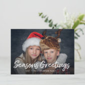 Kerstmis met scripts | Groen met foto Feestdagenkaart (Staand voorkant)