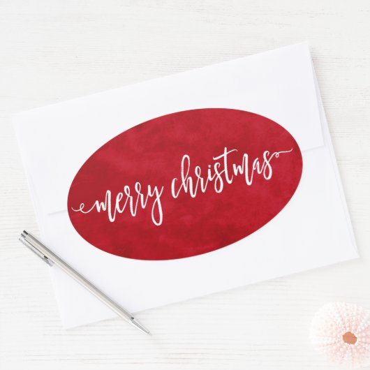 Kerstmis met scripts ovale sticker (Envelop)