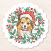 Kerstmis met Sheltie Kartonnen Onderzetters (Voorkant)
