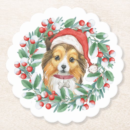 Kerstmis met Sheltie Kartonnen Onderzetters (Voorkant)