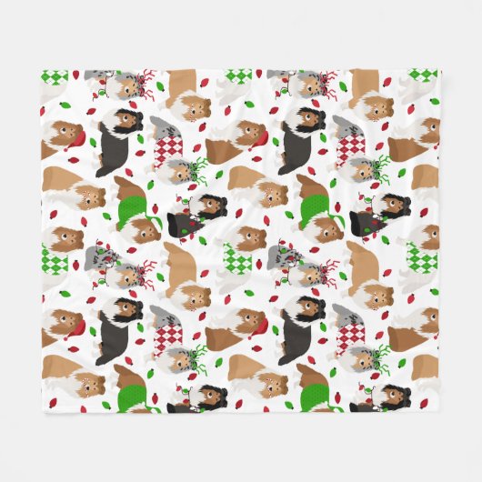 Kerstmis met Shetland Sheepdog Fleece Blanket (Voorkant (Horizontaal))