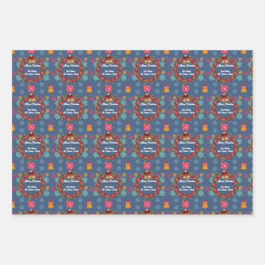 Kerstmis met siercellen inpakpapier vel (Voorkant 2)