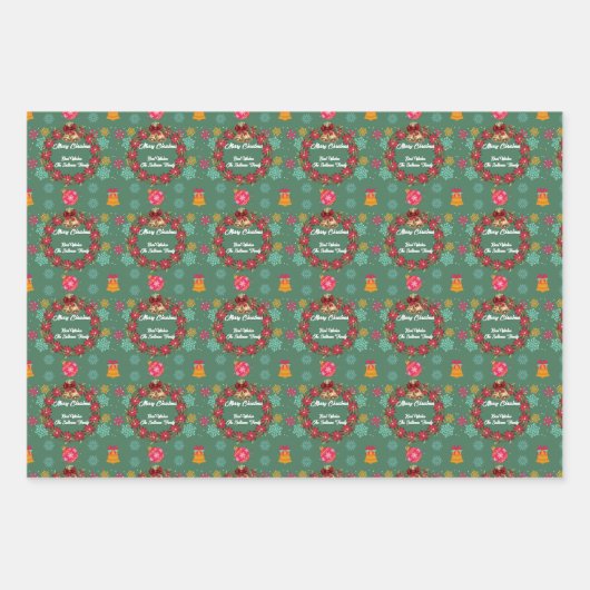 Kerstmis met siercellen inpakpapier vel (Voorkant)