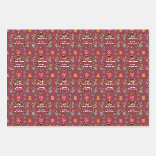 Kerstmis met siercellen inpakpapier vel (Voorkant 3)