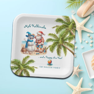 Kerstmis met Sinterklaas en Sneeuwman Mele Kalikim Papieren Bordje