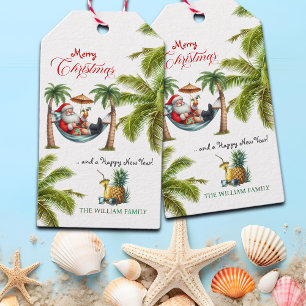 Kerstmis met Sinterklaas op een tropisch eiland Cadeaulabel