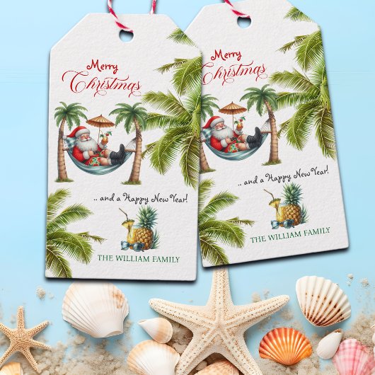 Kerstmis met Sinterklaas op een tropisch eiland Cadeaulabel