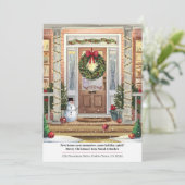 Kerstmis met sneeuw op de voorveranda van het nieu feestdagenkaart (Staand voorkant)