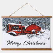 Kerstmis met Sneeuw Tractor Hangend Wandkleed (Voorkant)