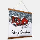 Kerstmis met Sneeuw Tractor Hangend Wandkleed (Gebogen)