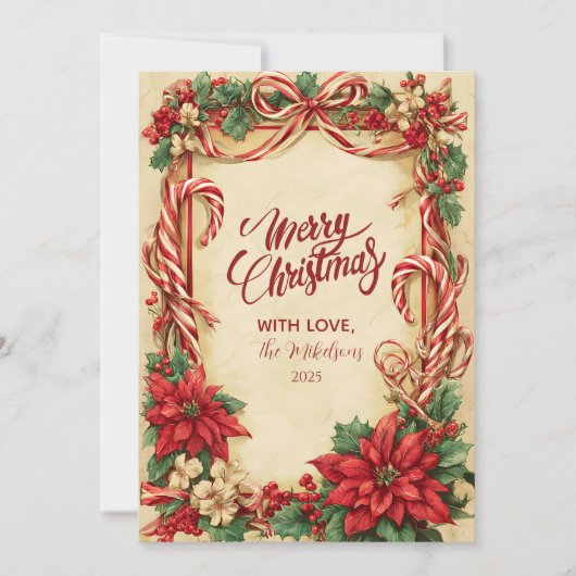  kerstmis met snoepsuikerriet feestdagenkaart (Voorkant)