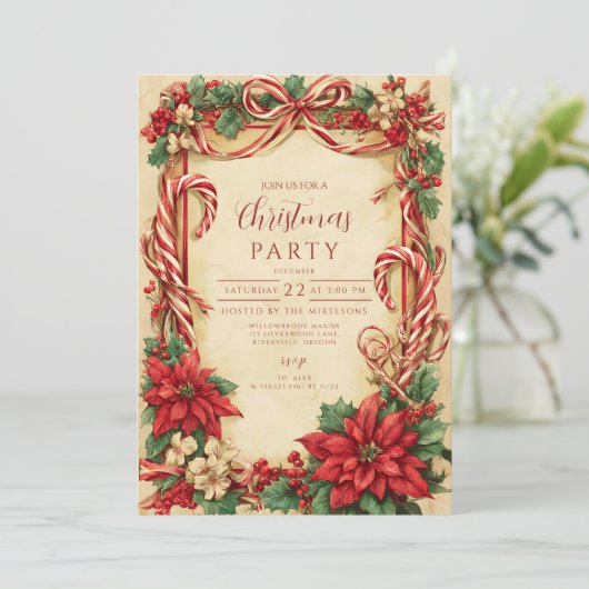  kerstmis met snoepsuikerriet kaart (Staand voorkant)