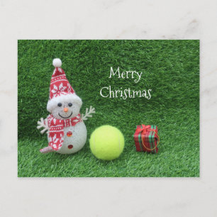 Kerstmis met Snowman en tennisbal Briefkaart