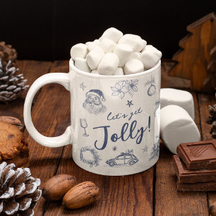 Kerstmis met speelse krabbels Laten we vrolijk zij Koffiemok