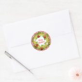Kerstmis met strepen ronde sticker (Envelop)
