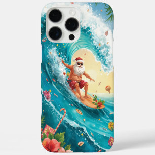 Kerstmis met Surfende Kerstman met Santa Surfer iPhone 16 Pro Max Hoesje