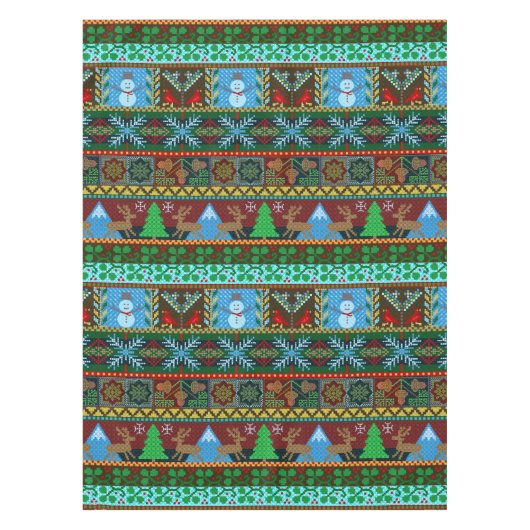 Kerstmis met Sweater Pattern Reindeer Holiday Tafelkleed (Voorkant)