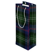kerstmis met Tartan Clan Sutherland Green Check Wijn Cadeautas (Achterkant Gekanteld)