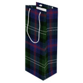 kerstmis met Tartan Clan Sutherland Green Check Wijn Cadeautas (Voorkant Gekanteld)