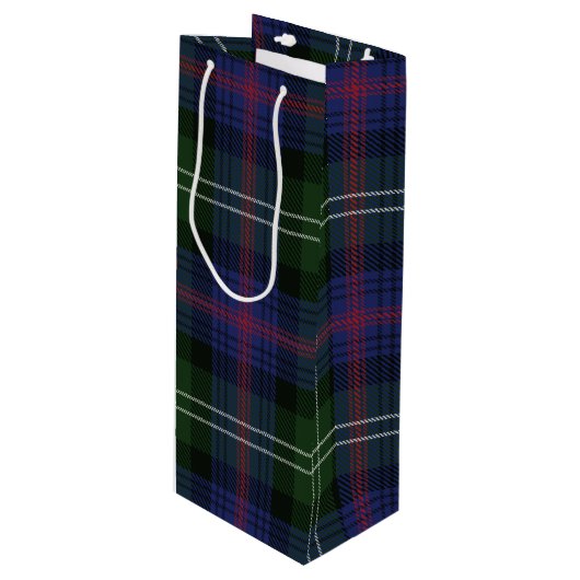 kerstmis met Tartan Clan Sutherland Green Check Wijn Cadeautas (Voorkant Gekanteld)