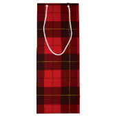 kerstmis met Tartan Clan Wallace Red Check Wijn Cadeautas (Achterkant)