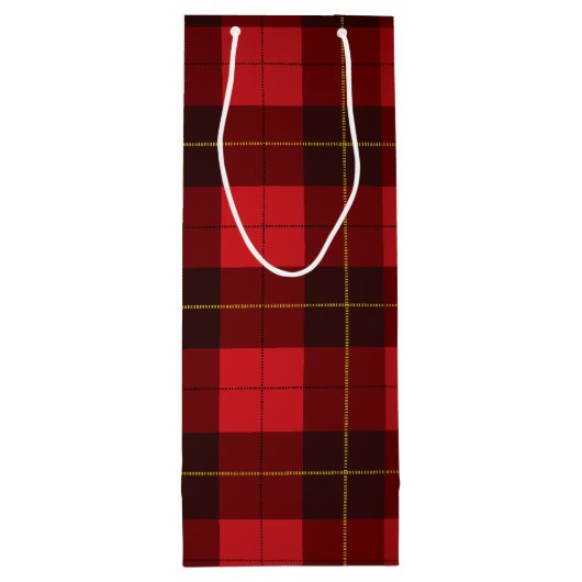 kerstmis met Tartan Clan Wallace Red Check Wijn Cadeautas (Achterkant)