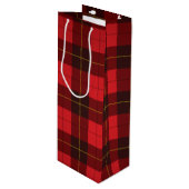 kerstmis met Tartan Clan Wallace Red Check Wijn Cadeautas (Voorkant Gekanteld)