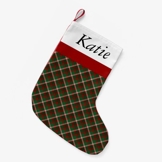 Kerstmis met Tartan Green en Red Pset Kleine Kerstsok (Voorkant (Hangend))
