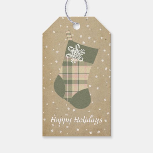 Kerstmis met Tartan Groen en Roze ID209 Cadeaulabel (Voorkant)