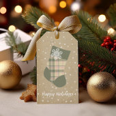 Kerstmis met Tartan Groen en Roze ID209 Cadeaulabel