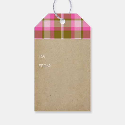 Kerstmis met Tartan Kookroze en olijfolie ID209 Cadeaulabel (Achterkant)