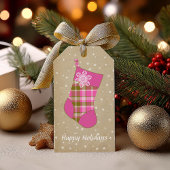 Kerstmis met Tartan Kookroze en olijfolie ID209 Cadeaulabel