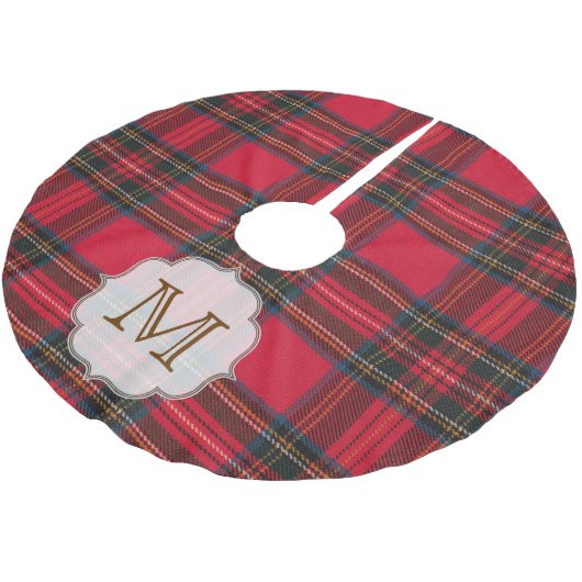 Kerstmis met Tartan Monogram Initiaal Kerstboom Rok (Gekanteld)