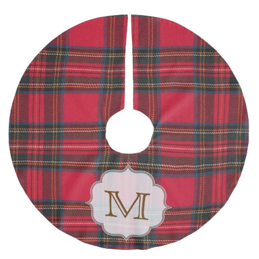 Kerstmis met Tartan Monogram Initiaal Kerstboom Rok (Voorkant)