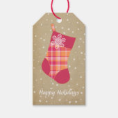 Kerstmis met Tartan Sinaasappel en Roze ID209 Cadeaulabel (Voorkant)
