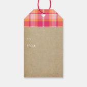 Kerstmis met Tartan Sinaasappel en Roze ID209 Cadeaulabel (Achterkant)