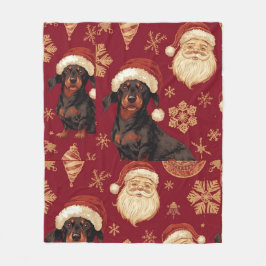 Kerstmis met teckel fleece deken