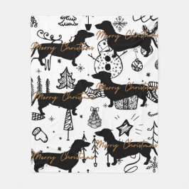 Kerstmis met teckel fleece deken