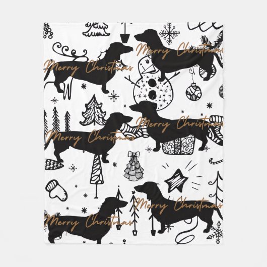 Kerstmis met teckel fleece deken (Voorkant)