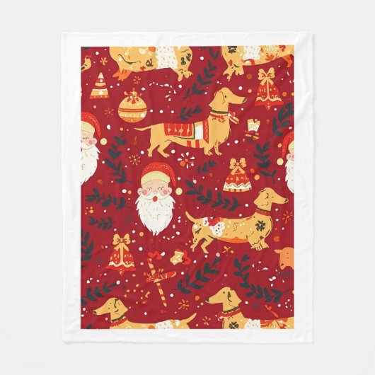 Kerstmis met teckel fleece deken (Voorkant)