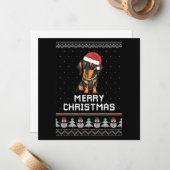 Kerstmis met teckel notitiekaartje (Voorkant / Achterkant in situ)