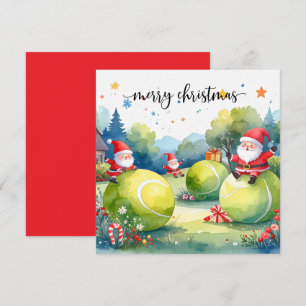 Kerstmis met tennis met tennisthema  feestdagenkaart