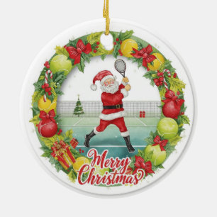 Kerstmis met tennisbal en Kerstman Keramisch Ornament