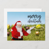 Kerstmis met tennisbal en racket feestdagenkaart (Voorkant / Achterkant)