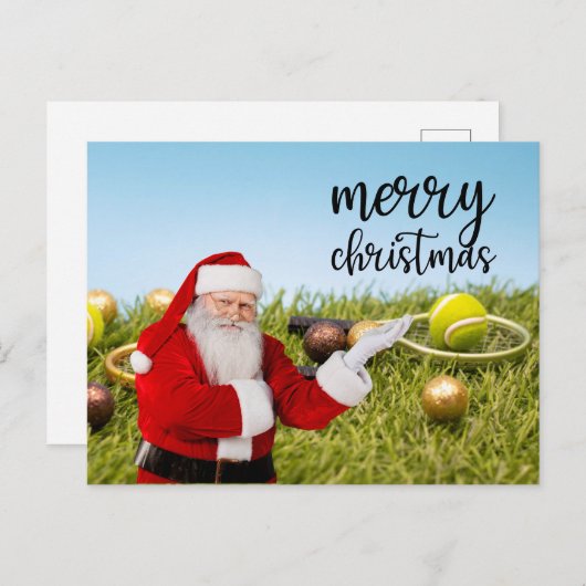 Kerstmis met tennisbal en racket feestdagenkaart (Voorkant / Achterkant)