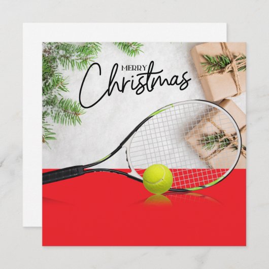 Kerstmis met tennisbal en racket feestdagenkaart (Voorkant / Achterkant)
